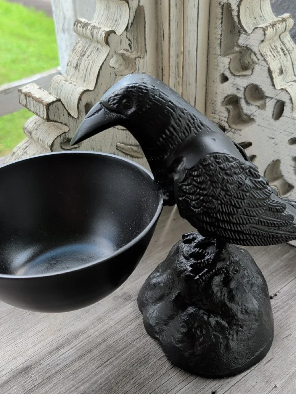 Black Raven Decorative Bowl Sculpture - Home Accents